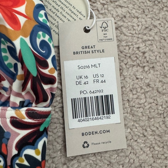 NWT Boden Tapestry Tile Halter Bikini Set Size 16 - Picture 2 of 5